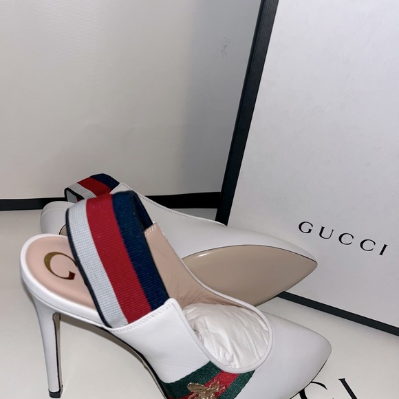 AUTHENTIC GUCCI Slingback Pumps 39 + White - Picture 4 of 8